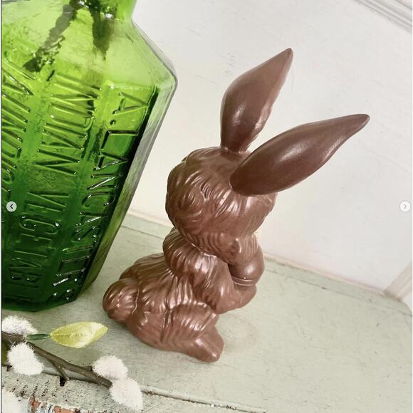 Vintage Ceramic Chocolate Easter Bunny Rabbit Statue Figurine Egg Container Lid - Picture 5 of 7